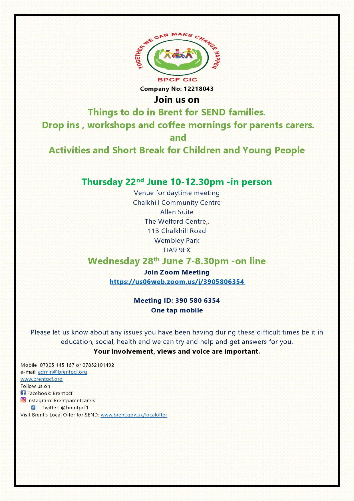 Brent PCF FORUM MEETING JUNE