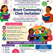 Brent Community Choir invitation flyer – Let's make Brent sing together in colour and harmony