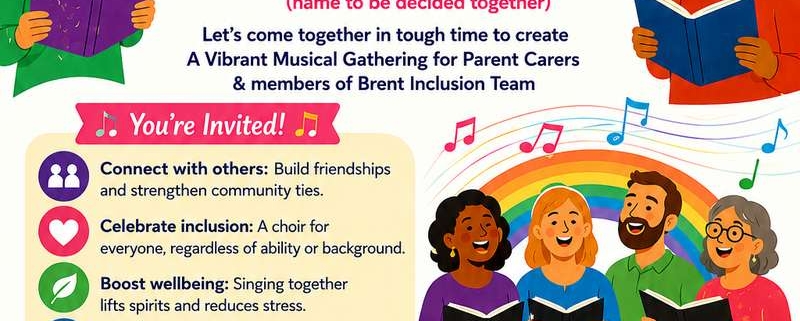 Brent Community Choir invitation flyer – Let's make Brent sing together in colour and harmony